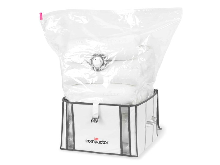 Zestaw 2 białych organizerów z workiem próżniowym Compactor Life 3D Vacuum Bag, 40x25 cm Pudełko Kategoria
