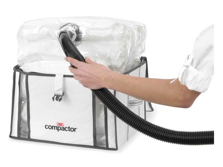 Zestaw 2 białych organizerów z workiem próżniowym Compactor Life 3D Vacuum Bag, 40x25 cm Pudełko Kategoria