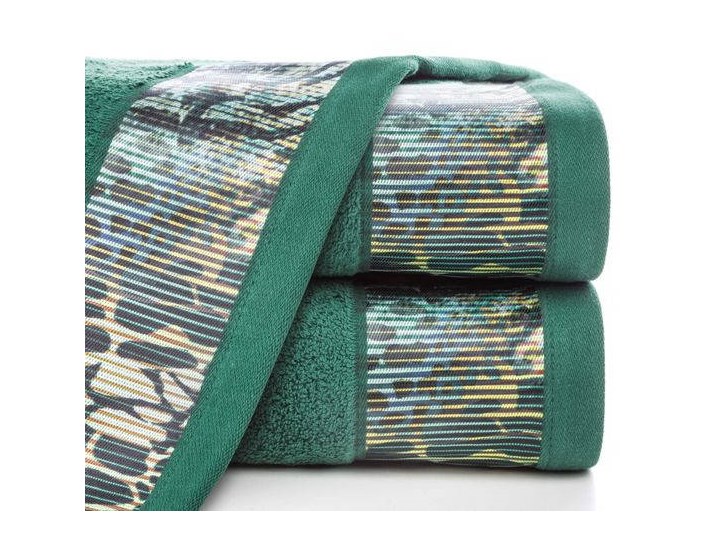 Ręcznik Eva Minge Carla ciemny zielony w rozmiarze 70x140 z drukowaną bordiurą Ręcznik kąpielowy Bawełna 70x140 cm Kategoria Ręczniki
