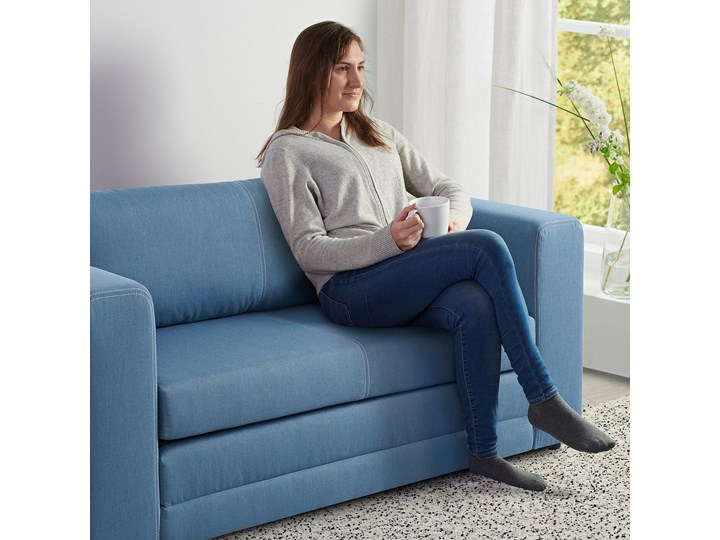 IKEA ASKEBY Sofa 2-osobowa rozkładana, Knisa średnioniebieski, Szerokość: 149 cm Wielkość Dwuosobowa