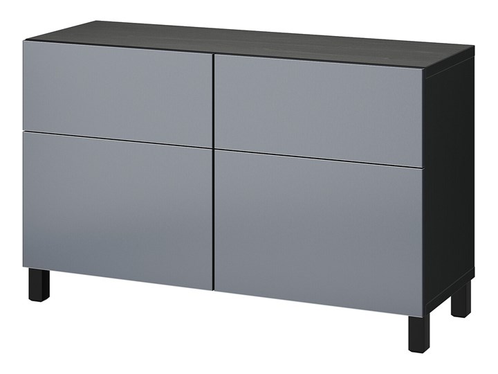 IKEA BESTÅ Kombinacja regałowa z drzw/szuf, Czarnybrąz/Riksviken/Stubbarp efekt szczotkowanej ciemnej cyny, 120x42x74 cm Płyta MDF Głębokość 42 cm Szerokość 120 cm Kategoria Komody