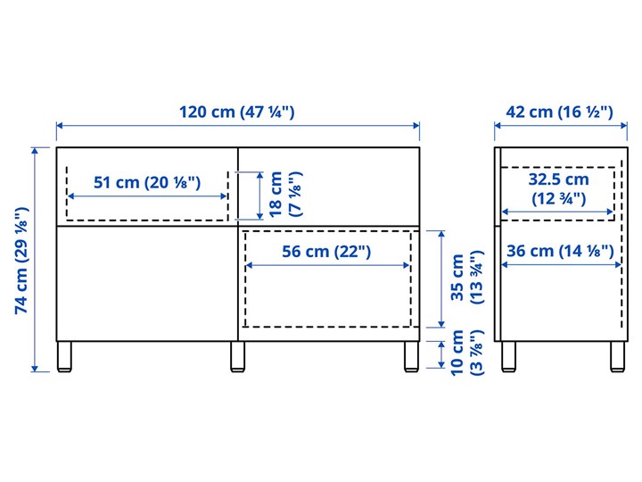 IKEA BESTÅ Kombinacja regałowa z drzw/szuf, Czarnybrąz/Riksviken/Stubbarp efekt szczotkowanej ciemnej cyny, 120x42x74 cm Głębokość 42 cm Płyta MDF Szerokość 120 cm Kategoria Komody