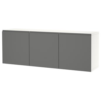 IKEA BESTÅ Kombinacja szafek ściennych, Biały/Västerviken ciemnoszary, 180x42x64 cm