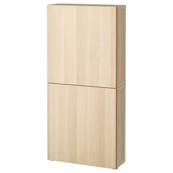 IKEA BESTÅ Szafka śc/2 drzwi, Dąb bejcowany na biało/Lappviken dąb bejcowany na biało, 60x22x128 cm
