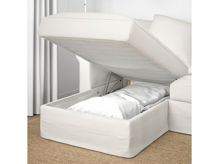 IKEA GRÖNLID Sofa 3-osobowa z szezlongiem, Inseros biały, Wysokość z poduchami oparcia: 104 cm Typ Gładkie