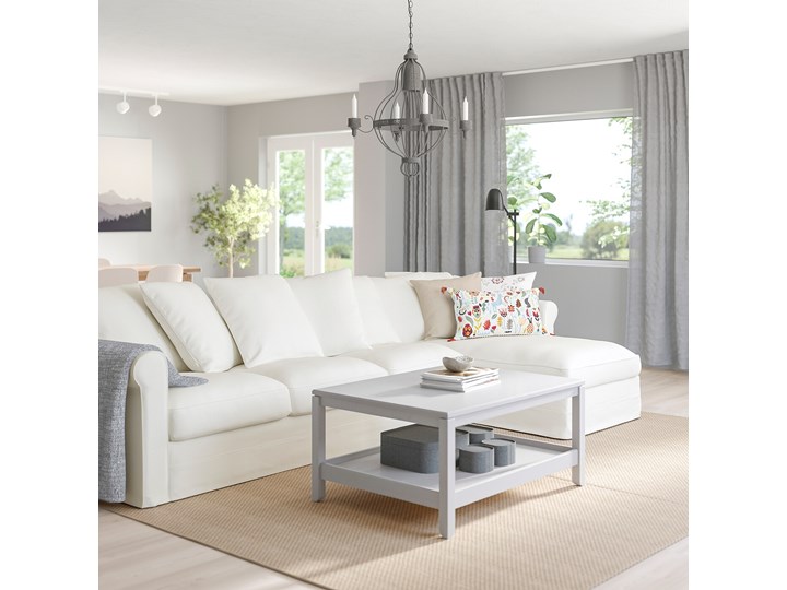 IKEA GRÖNLID Sofa 4-osobowa z szezlongiem, Inseros biały, Wysokość z poduchami oparcia: 104 cm Liczba miejsc Czteroosobowy