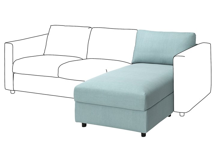 IKEA VIMLE Sekcja leżanka, Saxemara jasnoniebieski, Głębokość: 164 cm Typ Gładkie