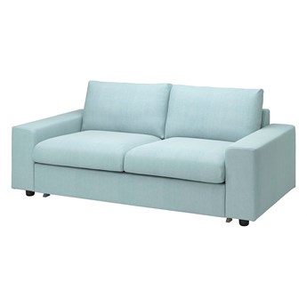IKEA VIMLE Sofa 2-osobowa rozkładana, z szerokimi podłokietnikami/Saxemara jasnoniebieski, Wysokość łóżka: 53 cm