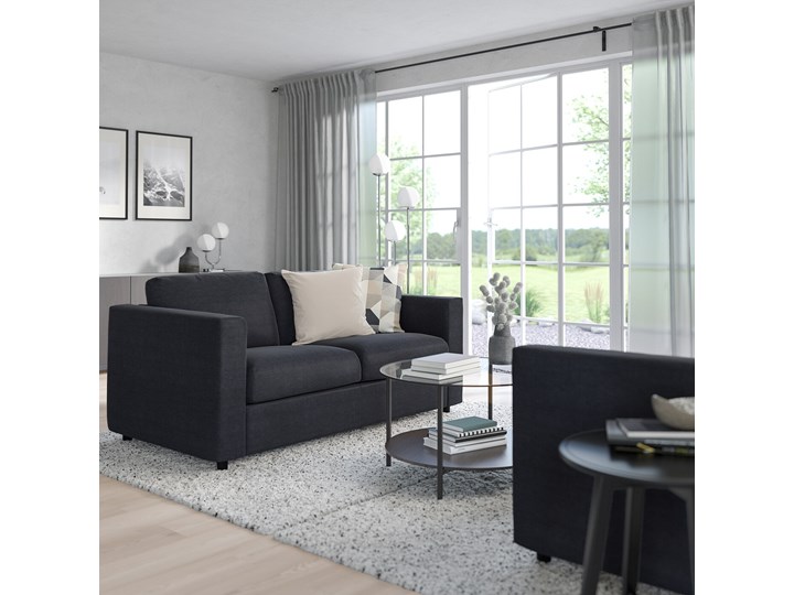 IKEA VIMLE Sofa 2-osobowa, Saxemara czarnoniebieski, Wysokość z poduchami oparcia: 83 cm Kolor Czarny