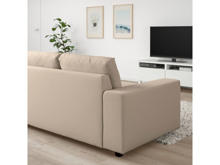IKEA VIMLE Sofa 2-osobowa, z szerokimi podłokietnikami/Hallarp beżowy, Wysokość z poduchami oparcia: 83 cm Głębokość 98 cm Szerokość 185 cm Stała konstrukcja Styl Tradycyjny Boki Z bokami