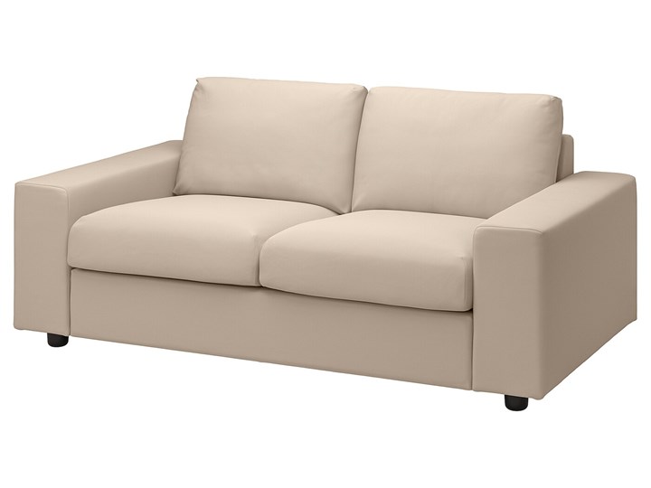 IKEA VIMLE Sofa 2-osobowa, z szerokimi podłokietnikami/Hallarp beżowy, Wysokość z poduchami oparcia: 83 cm Stała konstrukcja Szerokość 185 cm Głębokość 98 cm Styl Tradycyjny Boki Z bokami