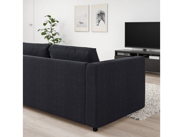 IKEA VIMLE Sofa 3-osobowa, Saxemara czarnoniebieski, Wysokość z poduchami oparcia: 83 cm Kolor Czarny Typ Gładkie