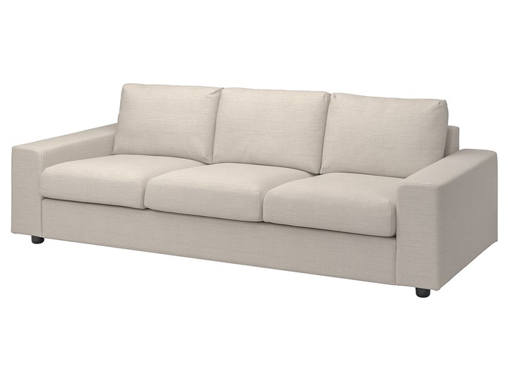 IKEA VIMLE Sofa 3-osobowa, z szerokimi podłokietnikami/Gunnared beżowy, Wysokość z poduchami oparcia ...