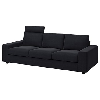 IKEA VIMLE Sofa 3-osobowa, z zagłówkiem z szerokimi podłokietnikami/Saxemara czarnoniebieski, Wysokość z zagłówkiem: 103 cm