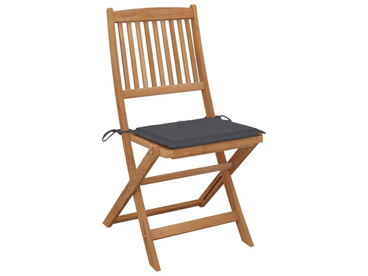 vidaXL Składane krzesła ogrodowe z poduszkami, 8 szt., drewno akacjowe Krzesło składane Tworzywo sztuczne Kolor Brązowy Styl Nowoczesny