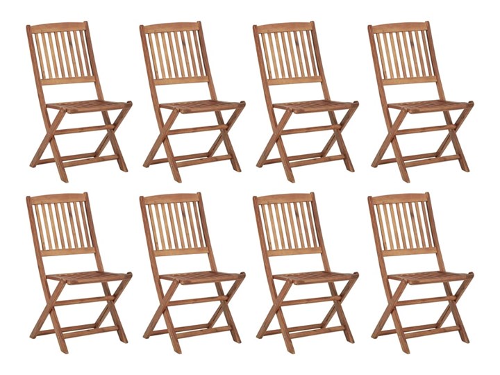 vidaXL Składane krzesła ogrodowe z poduszkami, 8 szt., drewno akacjowe Krzesło składane Tworzywo sztuczne Styl Nowoczesny
