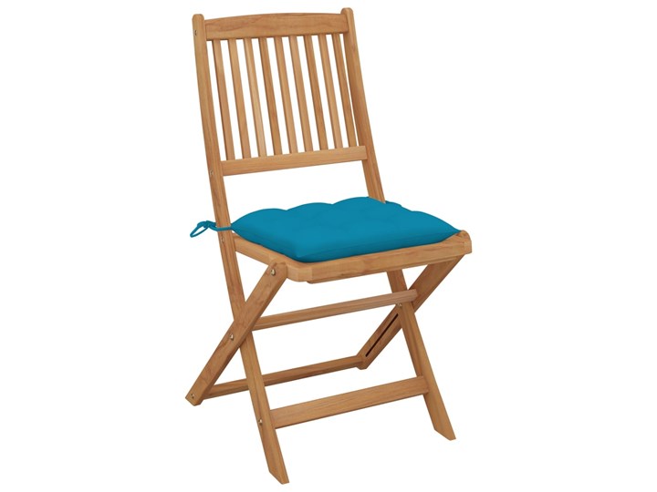 vidaXL Składane krzesła ogrodowe z poduszkami, 8 szt., drewno akacjowe Kolor Brązowy Tworzywo sztuczne Krzesło składane Styl Nowoczesny