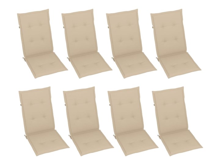 vidaXL Rozkładane krzesła ogrodowe z poduszkami, 8 szt., lita akacja Krzesło składane Drewno Tworzywo sztuczne Styl Nowoczesny
