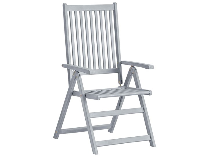 vidaXL Rozkładane krzesła ogrodowe z poduszkami, 8 szt., lita akacja Kolor Szary Drewno Krzesło składane Tworzywo sztuczne Styl Nowoczesny