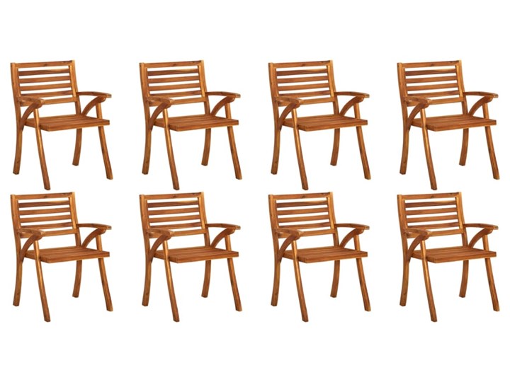vidaXL Krzesła ogrodowe z poduszkami, 8 szt., lite drewno akacjowe Styl Rustykalny Tworzywo sztuczne Krzesło z podłokietnikami Kolor Brązowy