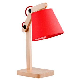 Nowoczesna lampa stojąca biurkowa JOGA I drewno/czerwo śr. 32cm