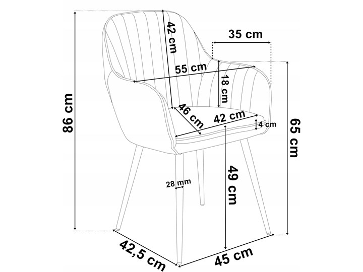 Krzesło welurowe SEVILLA VELVET granatowe Szerokość 55 cm Wysokość 86 cm Głębokość 55 cm Wysokość 87 cm Pomieszczenie Salon Głębokość 56 cm Szerokość 58 cm Typ Tapicerowane