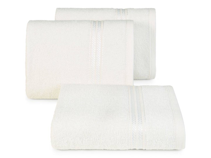 Ręcznik kąpielowy kremowy 50x90 frotte 450g/m2 elegancki, lśniąca bordiura, Lori 50x90 cm Kolor Beżowy Bawełna Kategoria Ręczniki