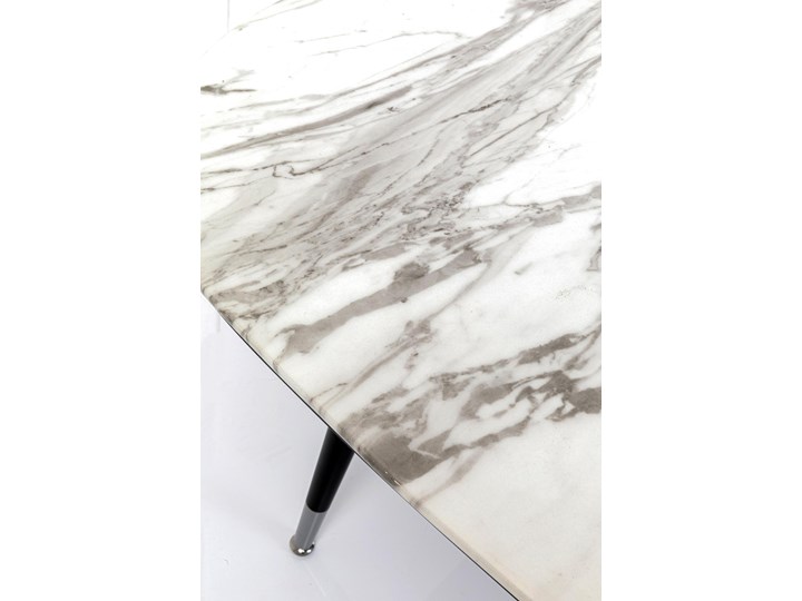 Stół szary blat z marmurowym wzorem czarne metalowe nogi 180x90 cm Stal Płyta MDF Szkło Rozkładanie