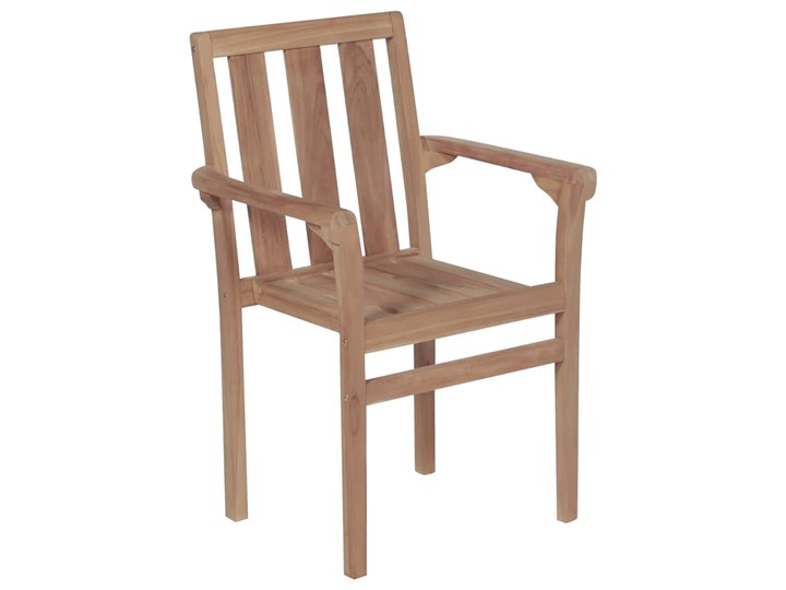 vidaXL Sztaplowane krzesła ogrodowe z poduszkami, 4 szt., tekowe Krzesło z podłokietnikami Tworzywo sztuczne Drewno Kolor Brązowy