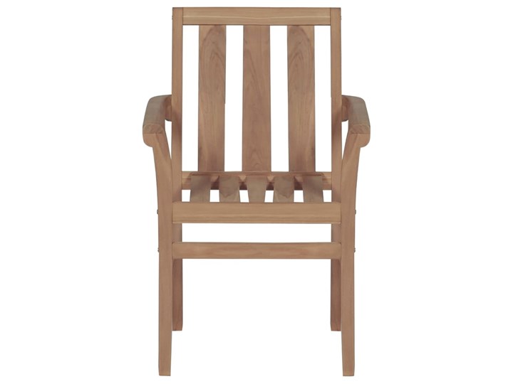 vidaXL Sztaplowane krzesła ogrodowe z poduszkami, 4 szt., tekowe Drewno Krzesło z podłokietnikami Tworzywo sztuczne Styl Nowoczesny Kolor Brązowy