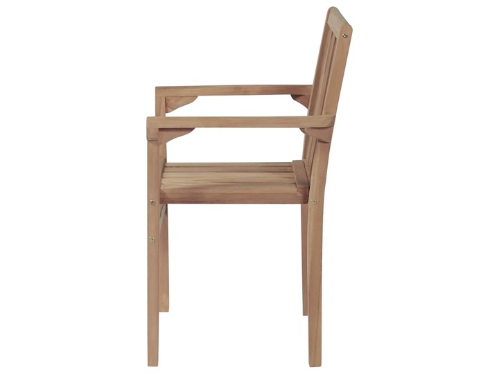 vidaXL Sztaplowane krzesła ogrodowe z poduszkami, 4 szt., tekowe Krzesło z podłokietnikami Drewno Tworzywo sztuczne Kolor Brązowy