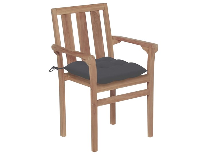 vidaXL Sztaplowane krzesła ogrodowe z poduszkami, 6 szt., tekowe Krzesło z podłokietnikami Kolor Szary Drewno Tworzywo sztuczne Kolor Brązowy