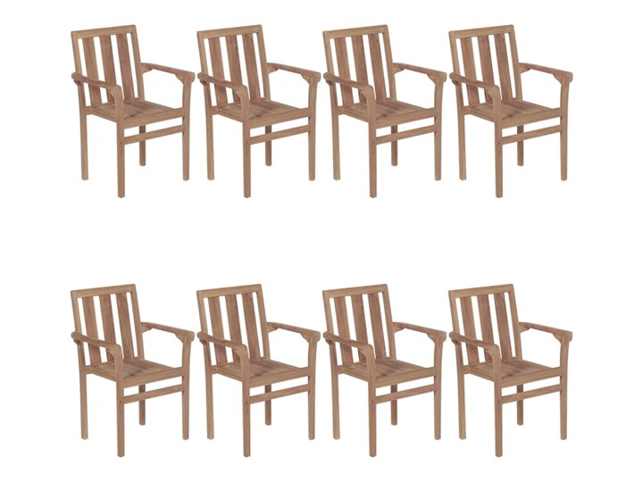 vidaXL Sztaplowane krzesła ogrodowe z poduszkami, 8 szt., tekowe Krzesło z podłokietnikami Drewno Kolor Biały Tworzywo sztuczne Kolor Beżowy