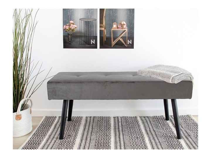 Szara aksamitna ławka loomi.design Skiby Pomieszczenie Przedpokój Pomieszczenie Sypialnia