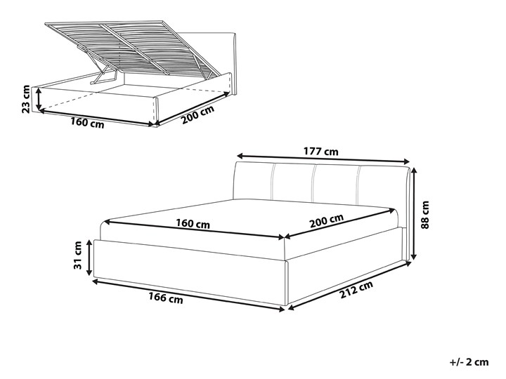 Łóżko ze stelażem szare tapicerowane materiałem z pojemnikiem 160 x 200 cm minimalistyczny wygląd Rozmiar materaca 160x200 cm Łóżko tapicerowane Styl Nowoczesny