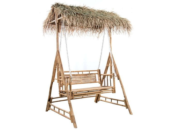 VidaXL 2-os. huśtawka ogrodowa, bambus i liście palmy, poduszka, 202cm Materiał stelaża Metal