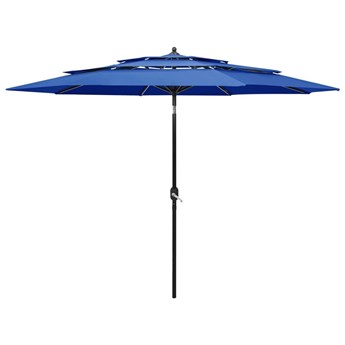 Emaga 3-poziomowy parasol na aluminiowym słupku, lazurowy, 3 m