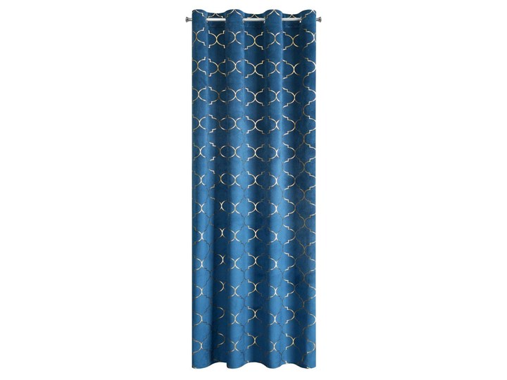 Zasłona gotowa welwet 140x250 Gisel granatowa ze złotym nadrukiem na przelotkach, kółkach Poliester 140x250 cm Typ Zasłony gotowe
