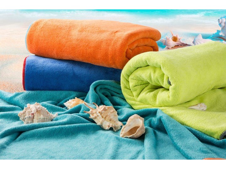 Ręcznik plażowy z mikrofibry żółty z niebieską lamówką szybkoschnący rozmiar 80x160 idealny na plażę, basen, siłownię Ręcznik kąpielowy Ręcznik z kapturkiem Kolor 80x160 cm Kategoria Ręczniki