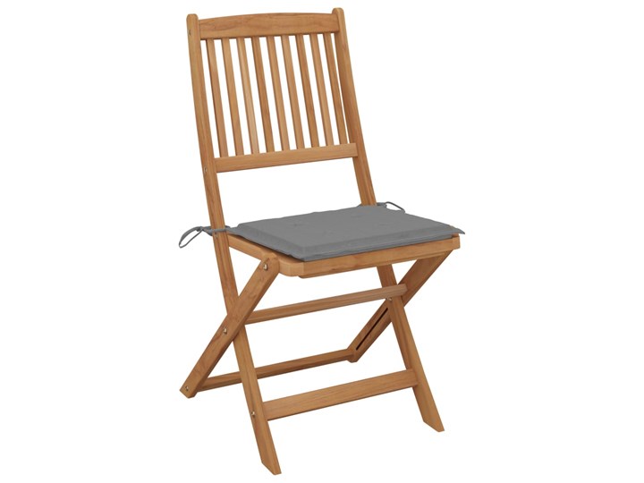 vidaXL Składane krzesła ogrodowe 6 szt., z poduszkami, drewno akacjowe Krzesło składane Tworzywo sztuczne Kolor Szary Kolor Brązowy