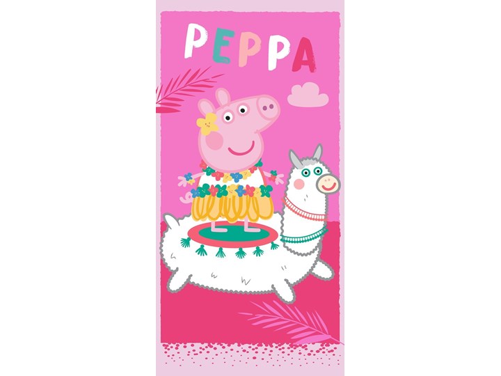 Ręcznik plażowy różowy 70x140 - 100% bawełna świnka peppa lama george
