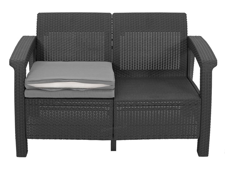 Meble ogrodowe CORFU FIESTA + LIMA 6-osobowy - grafit Zestawy obiadowe Tworzywo sztuczne Styl Nowoczesny Rattan Zawartość zestawu Sofa