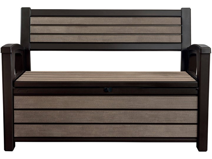 Ławka ogrodowa ze skrzynią HUDSON BENCH 227 l - brąz Drewno Tworzywo sztuczne Styl Minimalistyczny
