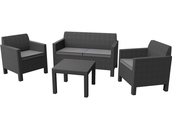 Komplet ogrodowy ORLANDO SET 4-osobowy - grafitowy Rattan Tworzywo sztuczne Zestawy kawowe Drewno Zestawy wypoczynkowe Styl Industrialny