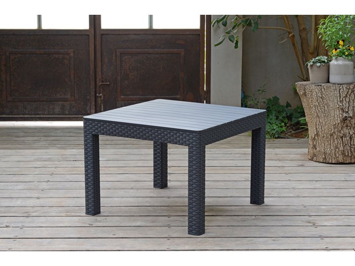 Komplet ogrodowy ORLANDO SET 4-osobowy - grafitowy Tworzywo sztuczne Styl Minimalistyczny Zestawy wypoczynkowe Zestawy kawowe Rattan Drewno Styl Industrialny