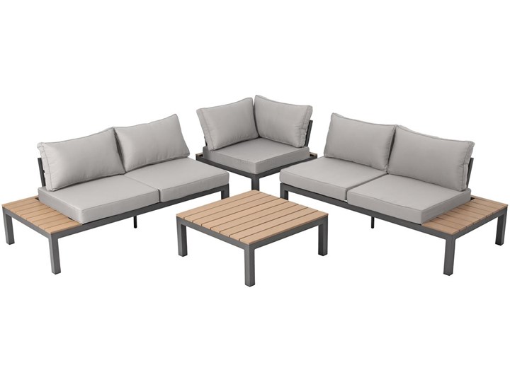 Narożnik ogrodowy aluminiowy BALI szaro-brązowy Zestawy wypoczynkowe Aluminium Styl Nowoczesny Zawartość zestawu Sofa