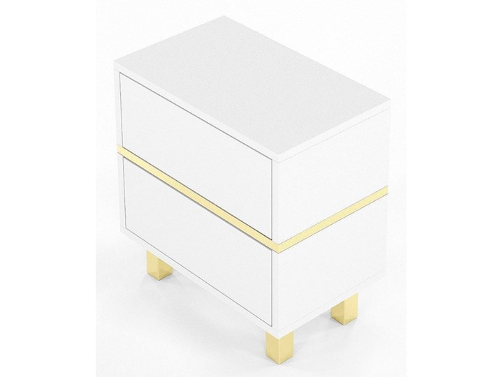 Elegancka biała szafka nocna Dancan MAGICA ze złotymi dodatkami Płyta MDF Płyta laminowana Metal Styl Glamour