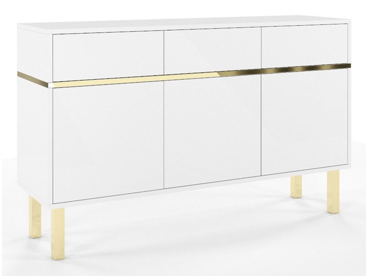 Elegancka biała komoda Dancan MAGICA ze złotymi dodatkami Wysokość 85 cm Pomieszczenie Sypialnia