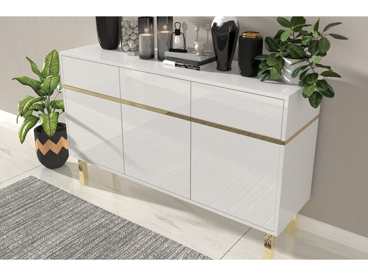Elegancka biała komoda Dancan MAGICA ze złotymi dodatkami Wysokość 85 cm Pomieszczenie Pokój nastolatka