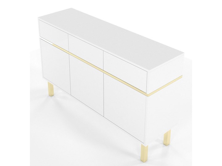 Elegancka biała komoda Dancan MAGICA ze złotymi dodatkami Wysokość 85 cm Styl Minimalistyczny Styl Nowoczesny